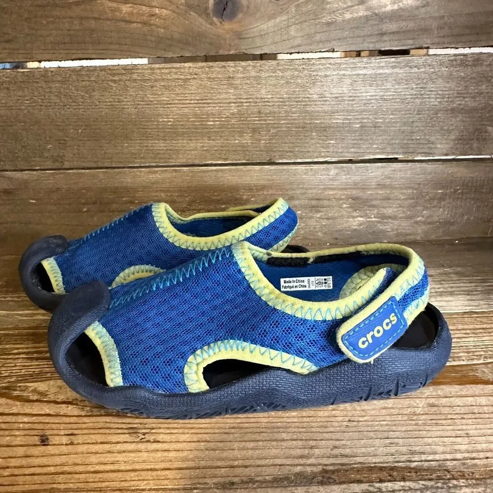 Childrens Little Kids Crocs Swiftwater Blue Water Shoes Sandals Size 10‎ C GUC